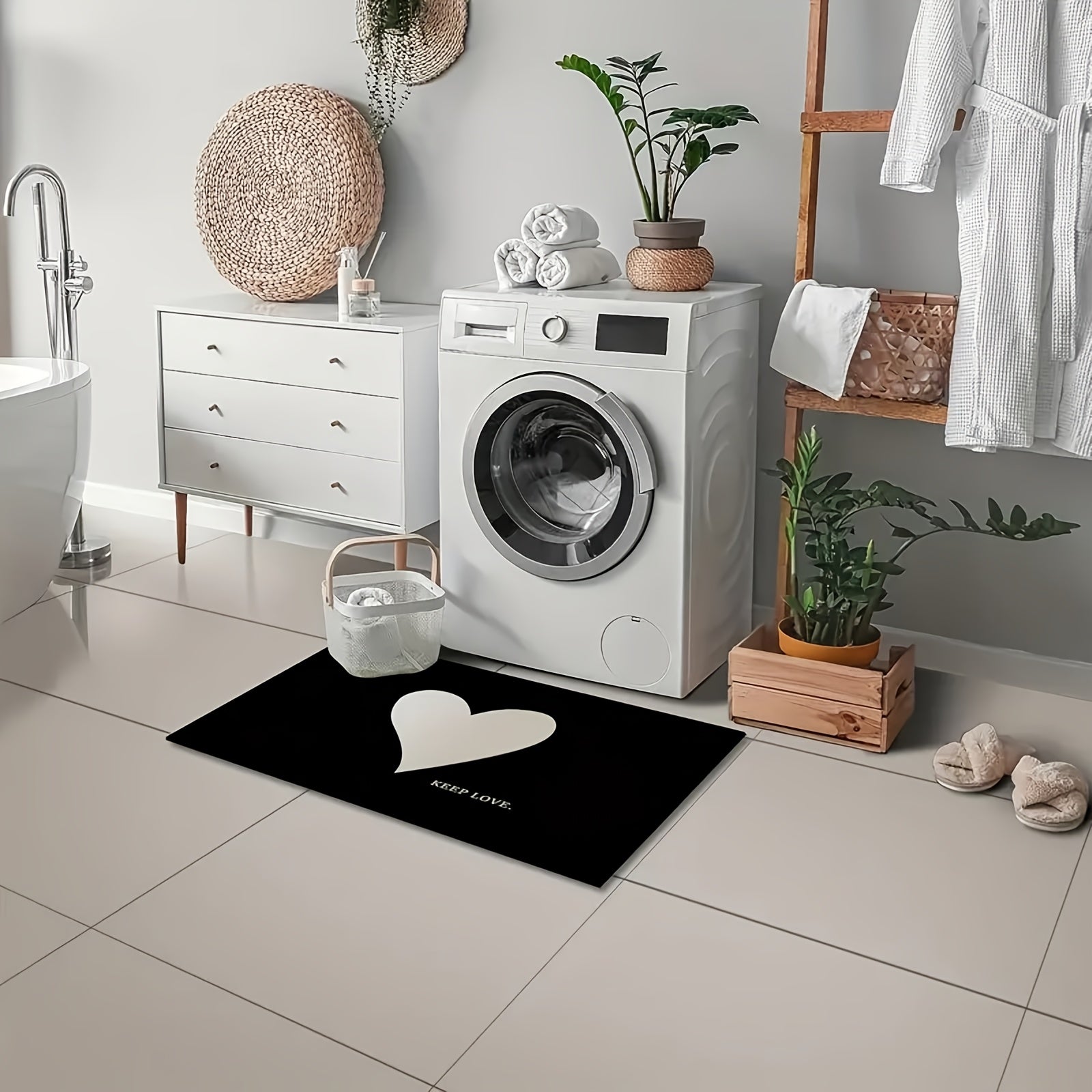 Valentine's Day Heart Patterned Carpet Non-Slip Absorbent Velvet Bathroom Kitchen Rug