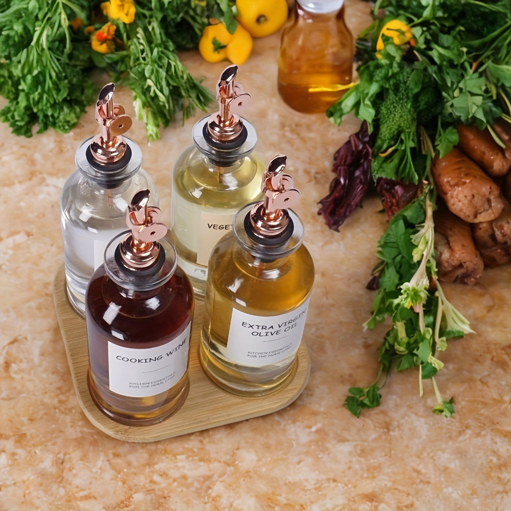 Set of 4 Oil and Vinegar Dispenser Bottles with Leak-Proof Design