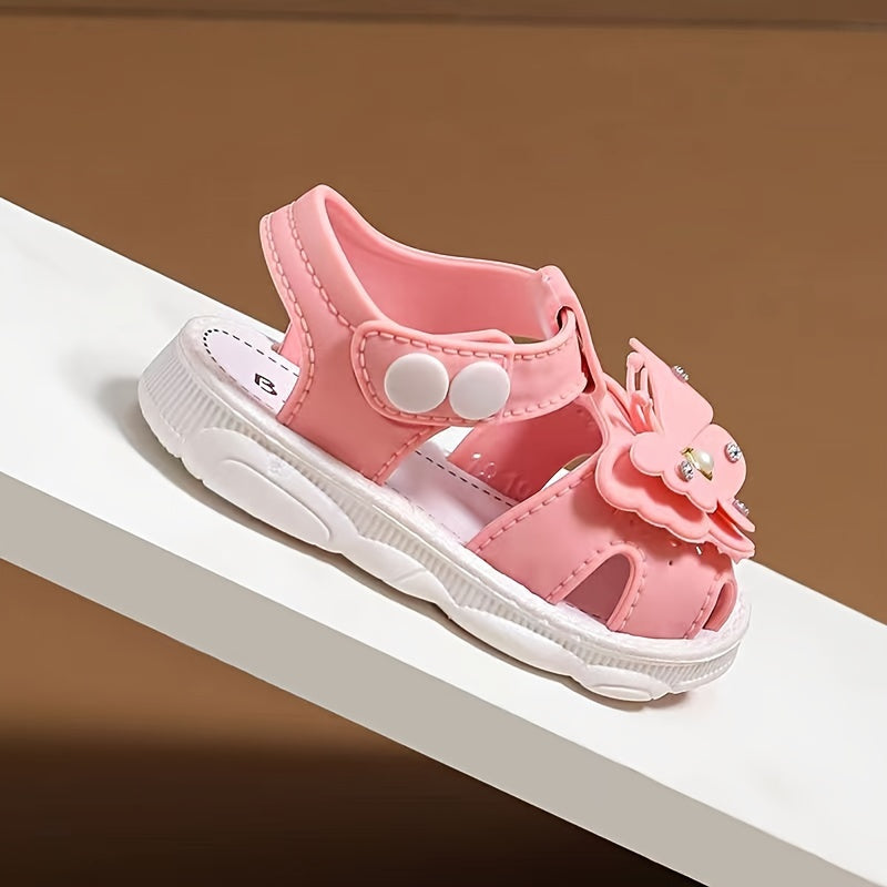 Girls' Breathable Sandals with Butterfly and Pearl Decorations for Spring Summer