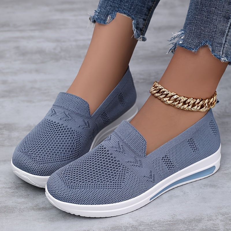 Women's Breathable Woven Sneakers Low Top Casual Shoes Solid Colors
