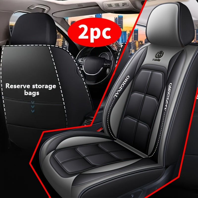 2pcs Front Car Seat Covers Leather Fit for Driver and Passenger Seats