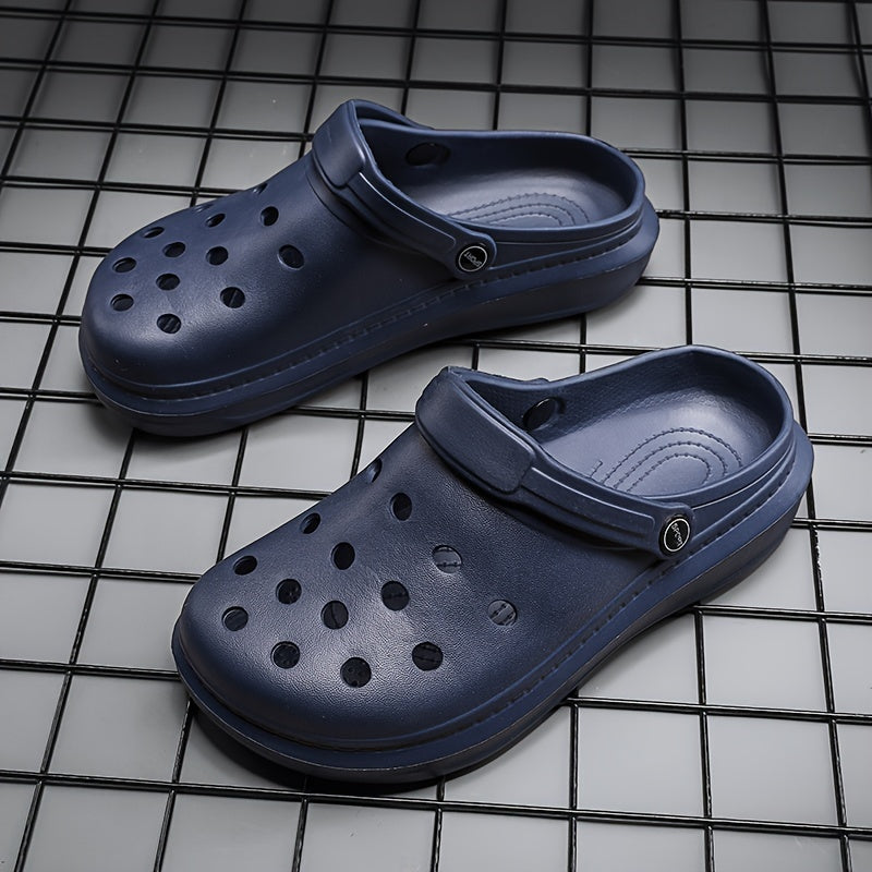 Women's Solid Color Clogs, Casual Hollow Out Garden Shoes, Slip-On Comfort