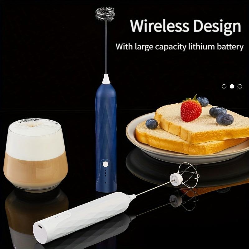 Portable Electric Egg Beater with 3-Speed USB Milk Frother and Handheld Coffee Whisk