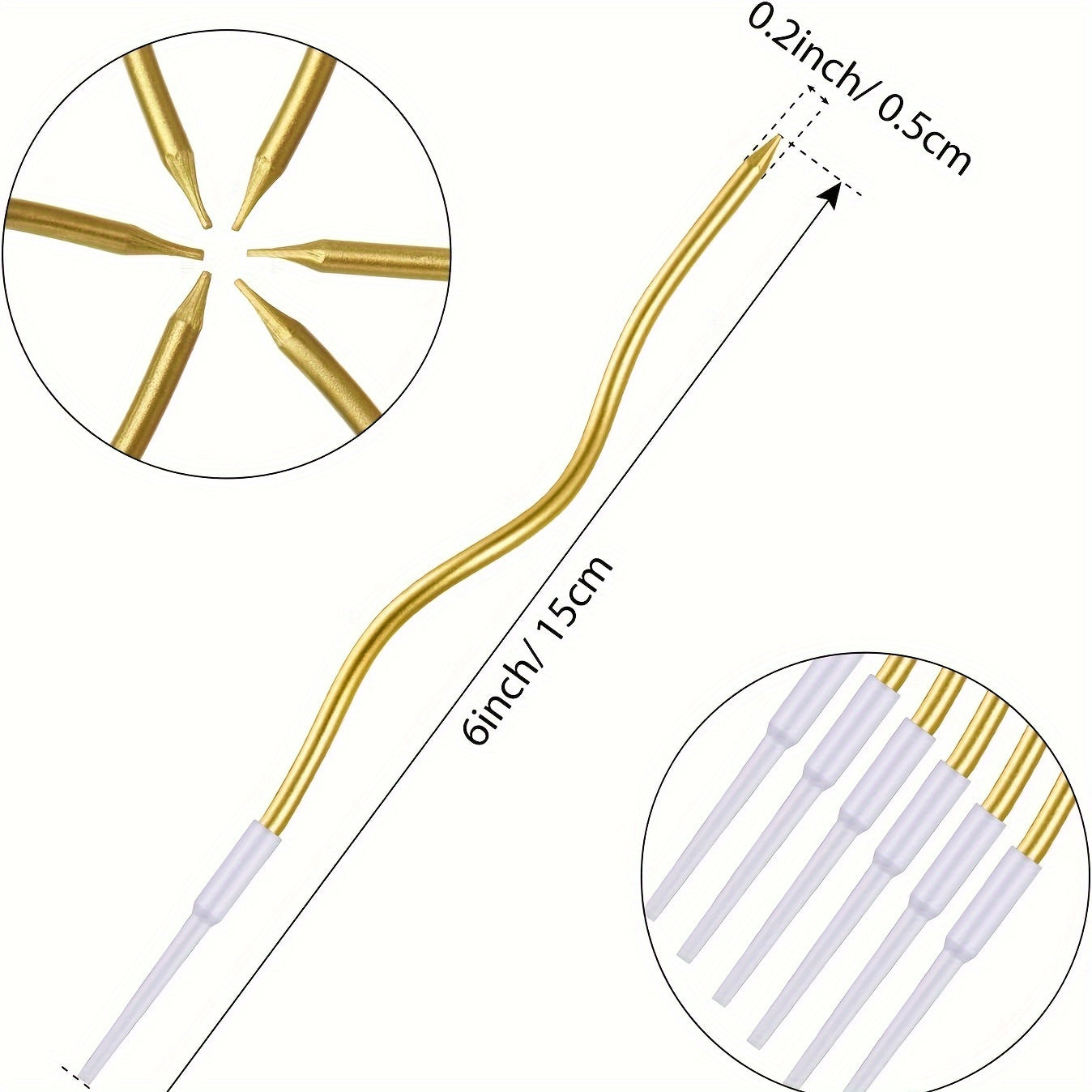 30 ta oltin spiralli tort shamlar, sim spiral va turli tug'ilgan kun, to'y va bayram tortlari uchun tur.