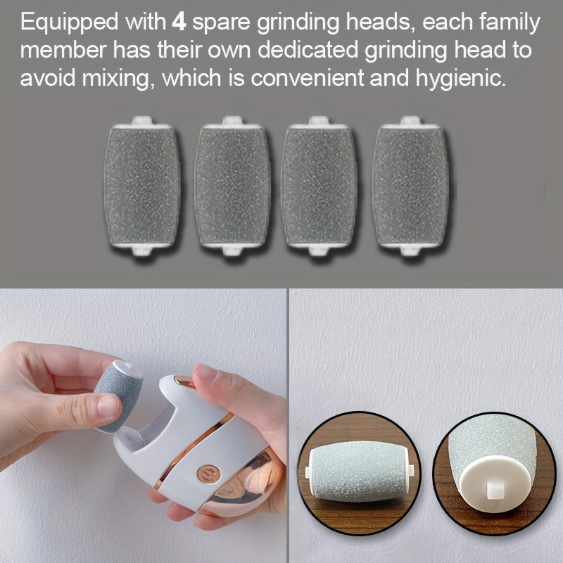 Electric Foot Grinder with LED Display and Spare Heads for Calloused Skin Removal Portable Cordless Pedicure Tool