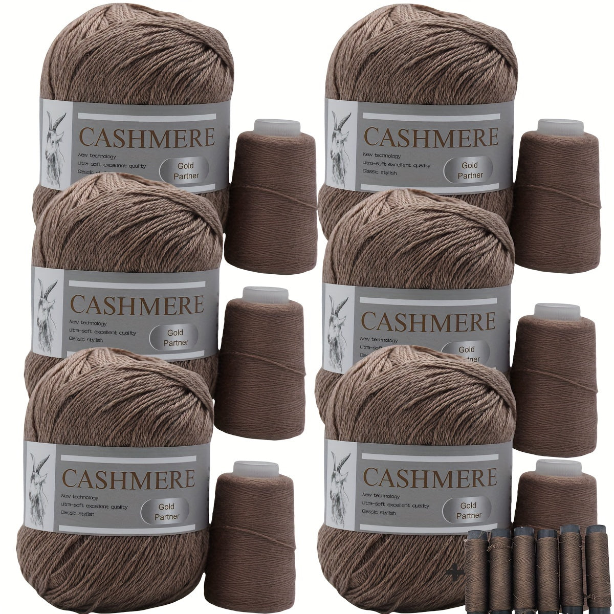 Luxurious Cashmere Yarn Set for Knitting and Crocheting Multicolored 6-Pair Bundle