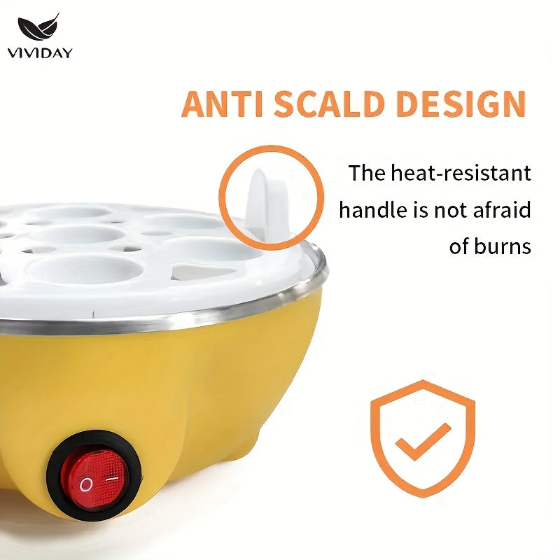 Yevropa Standartli Tuxum Pishirgich, uy uchun katta hajmli bitta qatlamli bug'li pishirgich, 7 tuxumni sig'ya oladi, avtomatik o'chirish funksiyasi bilan ko'p funksiyali, quruq qizib ketishni oldini oladi, nonushta uchun ideal