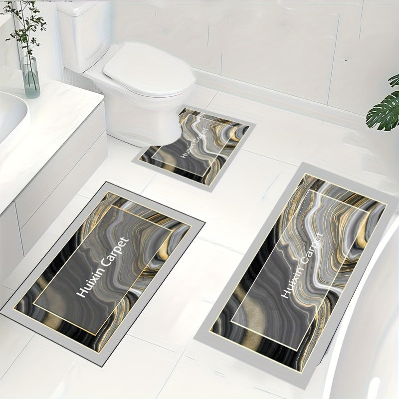 Set of 3 Non-Slip Diatomaceous Earth Bathroom Floor Mats Quick-Drying Soft for Shower Tub Door Outdoor