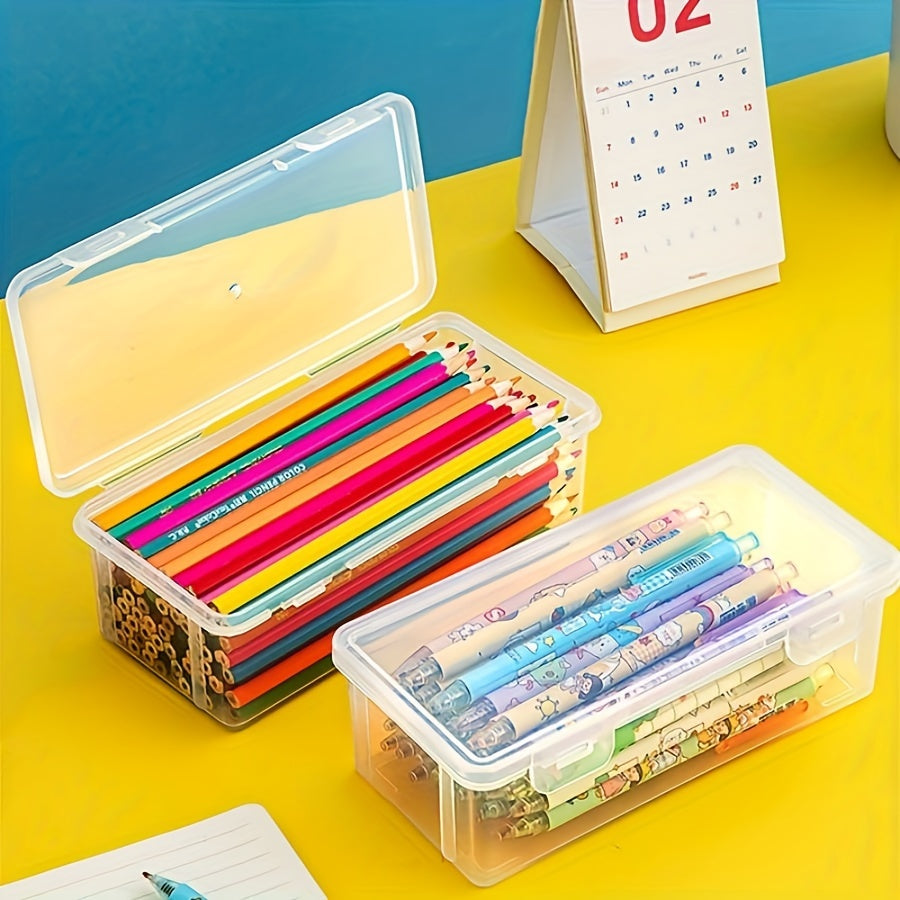Large Capacity Transparent Plastic Pencil Cases for School Office Supplies