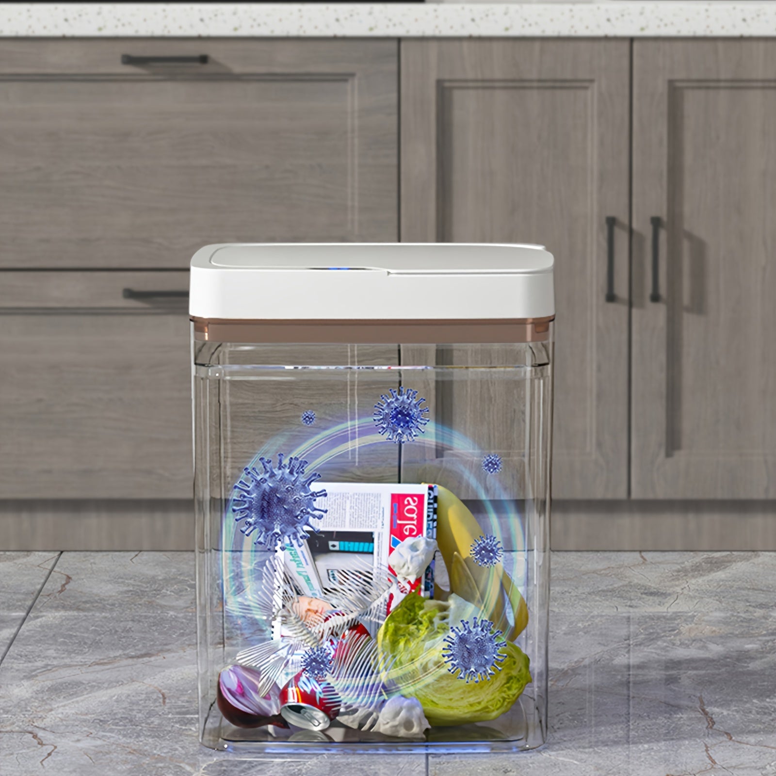 Infraqizil sensing aqlli axlat qutisi uy ofisi maktab uchun yashil oq