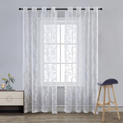 Floral Lace Curtain for Homes Perforated Sheer 1 Piece