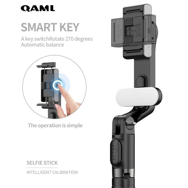 Handheld Gimbal Stabilizer with Selfie Stick Tripod for iPhone Android Wireless Remote USB Charging