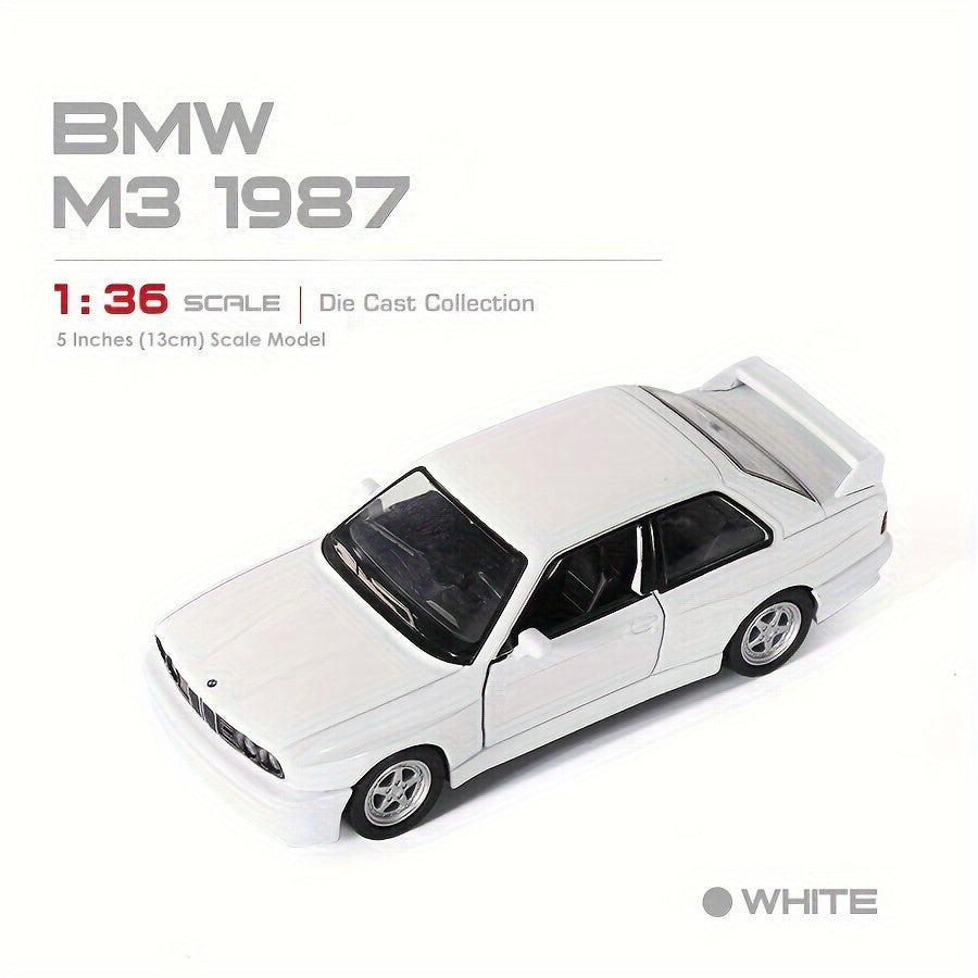 1987 BMW M3 Diecast Model Car 1:36 Scale Alloy Pull-Back Toy for Kids