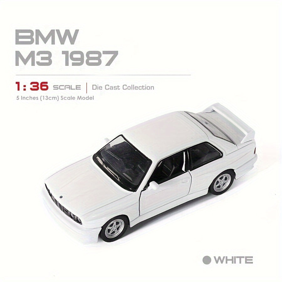 1987 BMW M3 Diecast Model Car 1:36 Scale Alloy Pull-Back Toy for Kids
