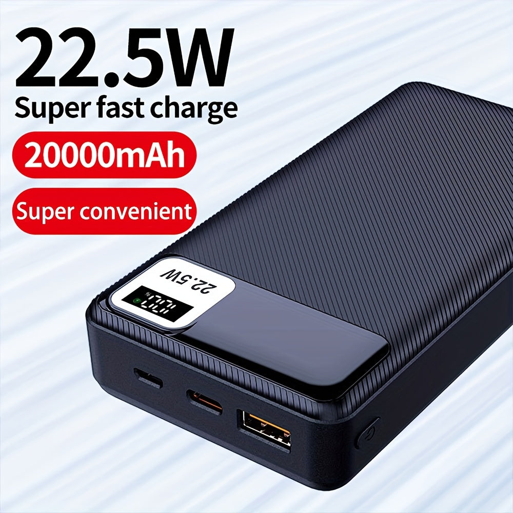 Banco de energía portátil de 20000mAh con pantalla LED y carga rápida para iPhone y dispositivos Android