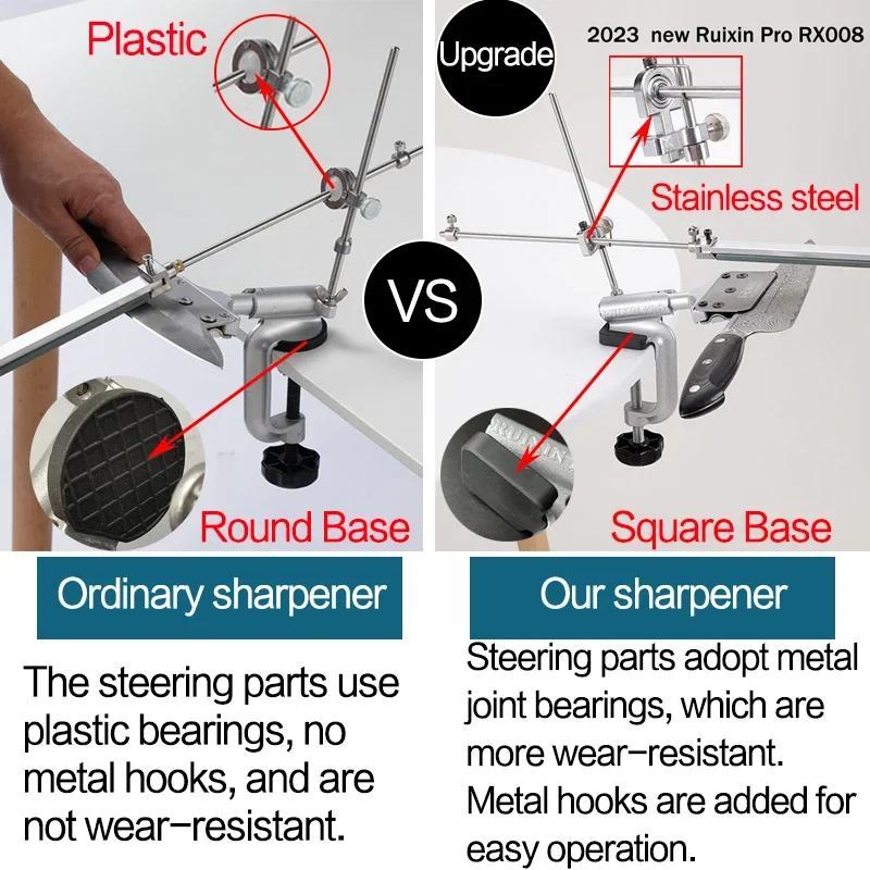 Qo'lda maydalash toshi bilan mustahkam qattiq burchakli pichoq silliqlash mashinasi. Oshxona uchun batareyaga ehtiyoj yo'q.