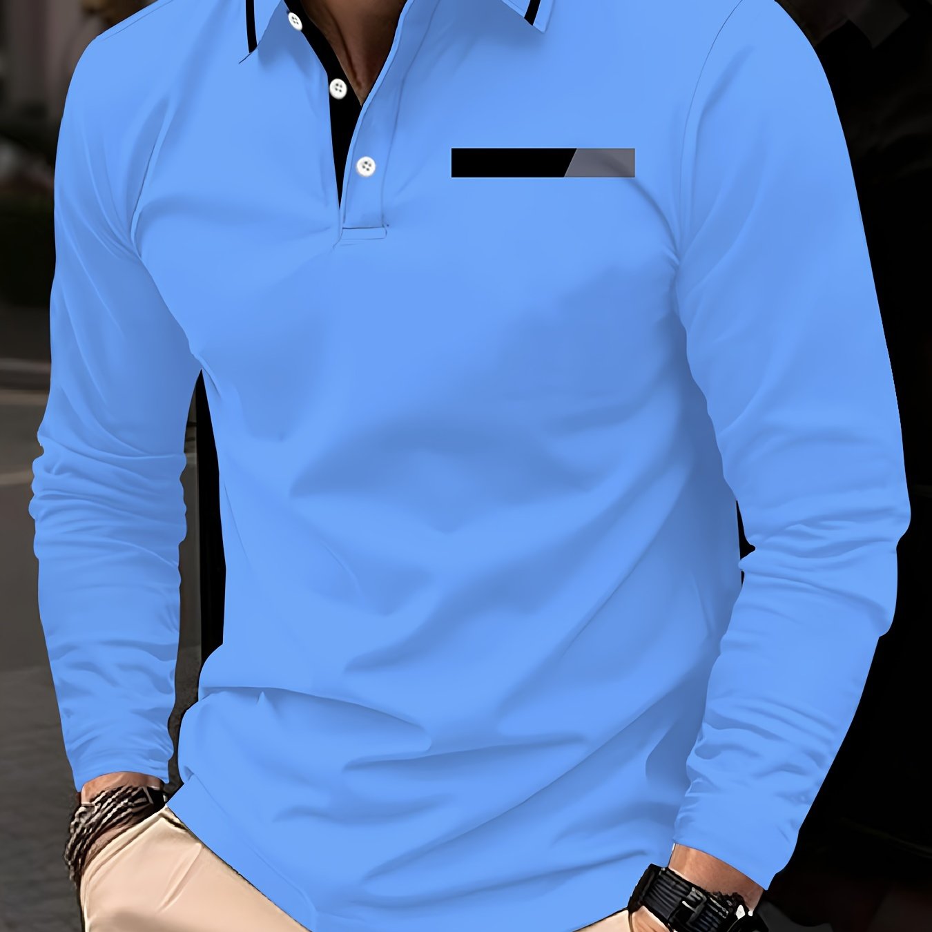 Camisa polo de manga larga para hombre con patrón de golf en impresión 3D, poliéster y spandex, ajuste regular
