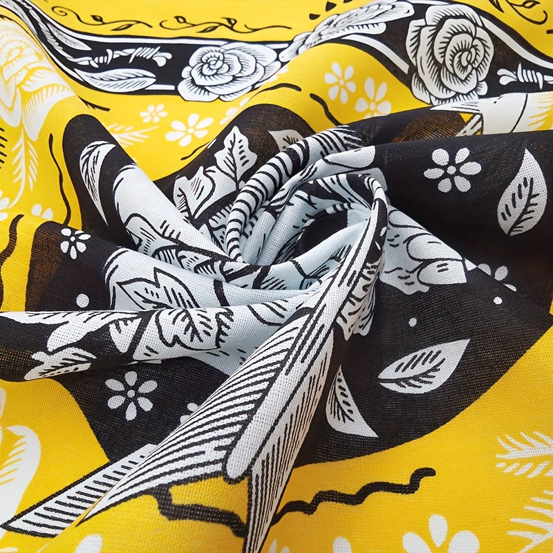 Yellow Skull and Arrow Hip Hop Bandana Nylon Square Scarf for Street Dance and Sports Cycling