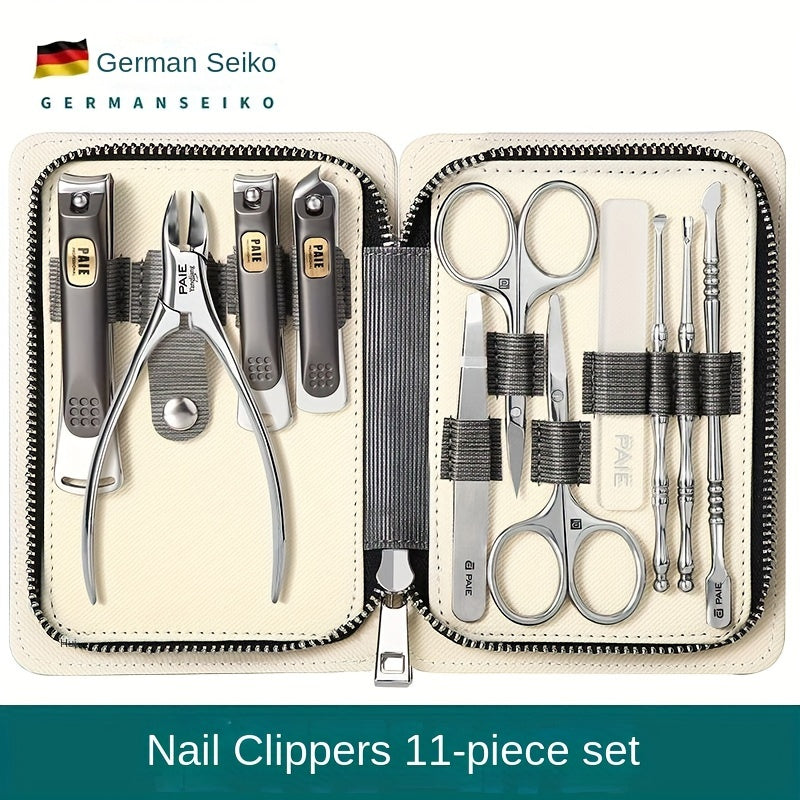 Stainless Steel Fingernail Clipper Set with Storage Case and Precise Blade
