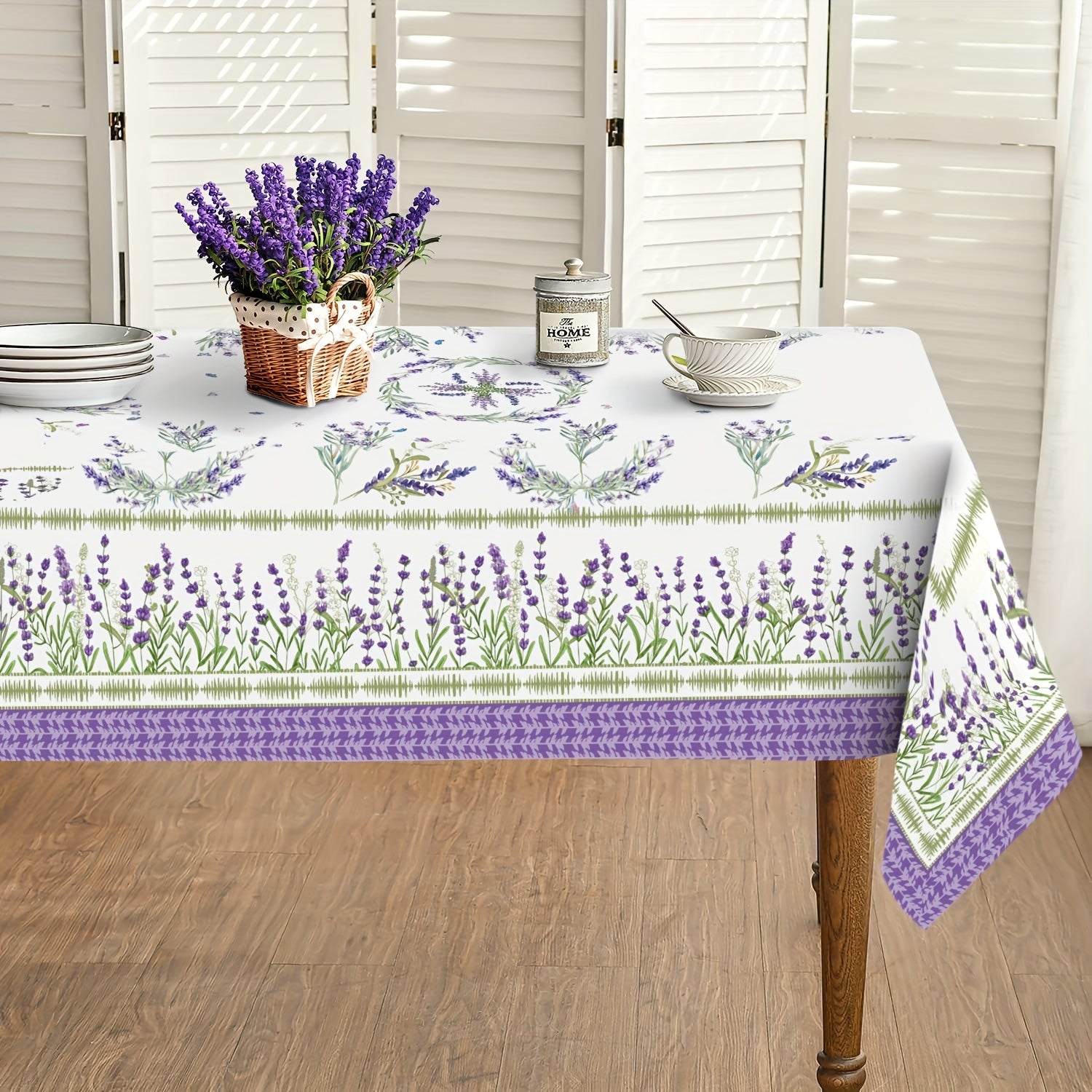 Polyester Lavender Bliss Tablecloth Stain-Resistant Wrinkle-Free for Dining and Kitchen