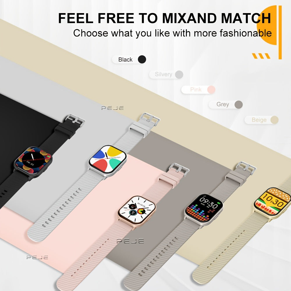 PEJE Aqlli Soat 5.11 sm TFT Sensorli Ekran, Suvga chidamli, Simsiz qo'ng'iroq qilish, 100+ rejim bilan Sport Fitness Kuzatuvchi, 280mAh qayta zaryadlanadigan batareya, Silika Gel Kamar, JL7012F6 Chip, 240p