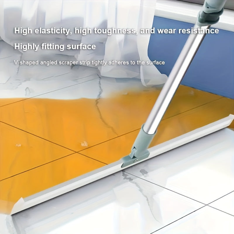 Kengaytiriladigan tutqichli silikon mop skraperi, plitka va shisha uchun ko‘p funksiyali tozalash asbobi, hammom, hojatxona, oshxona, yotoqxona va mehmonxona uchun ideal. Bu ko‘p funksiyali aksessuardan foydalanib, pol va shishani samarali tozalang.
