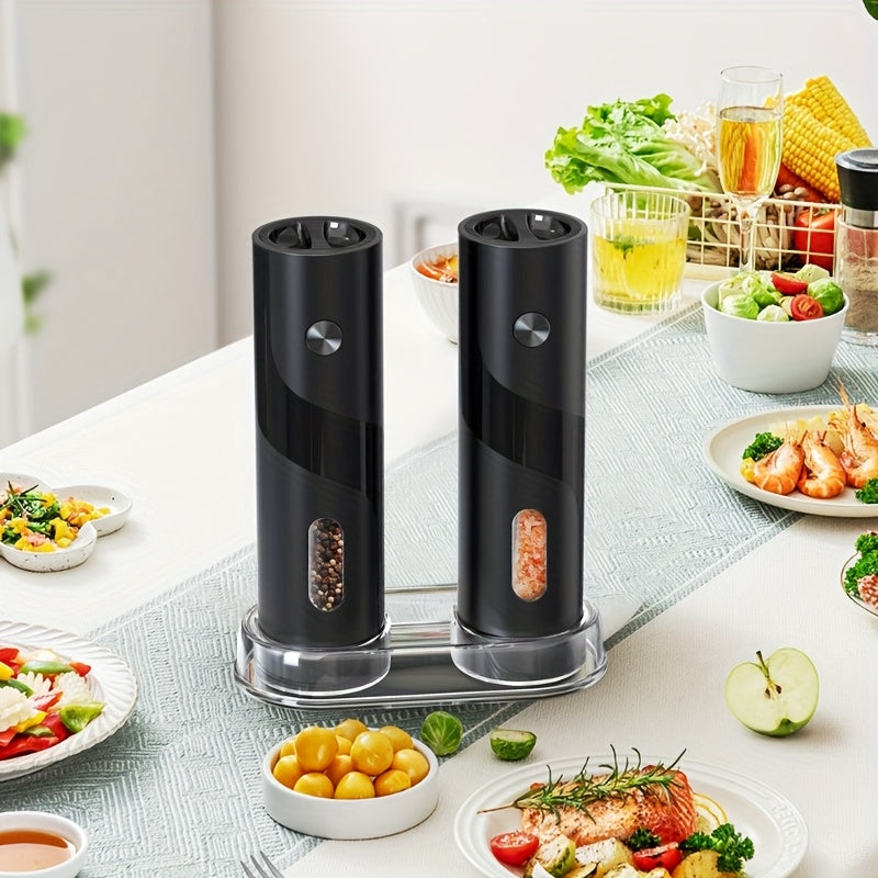 Electric spice grinder with large capacity includes pepper and sea salt mills