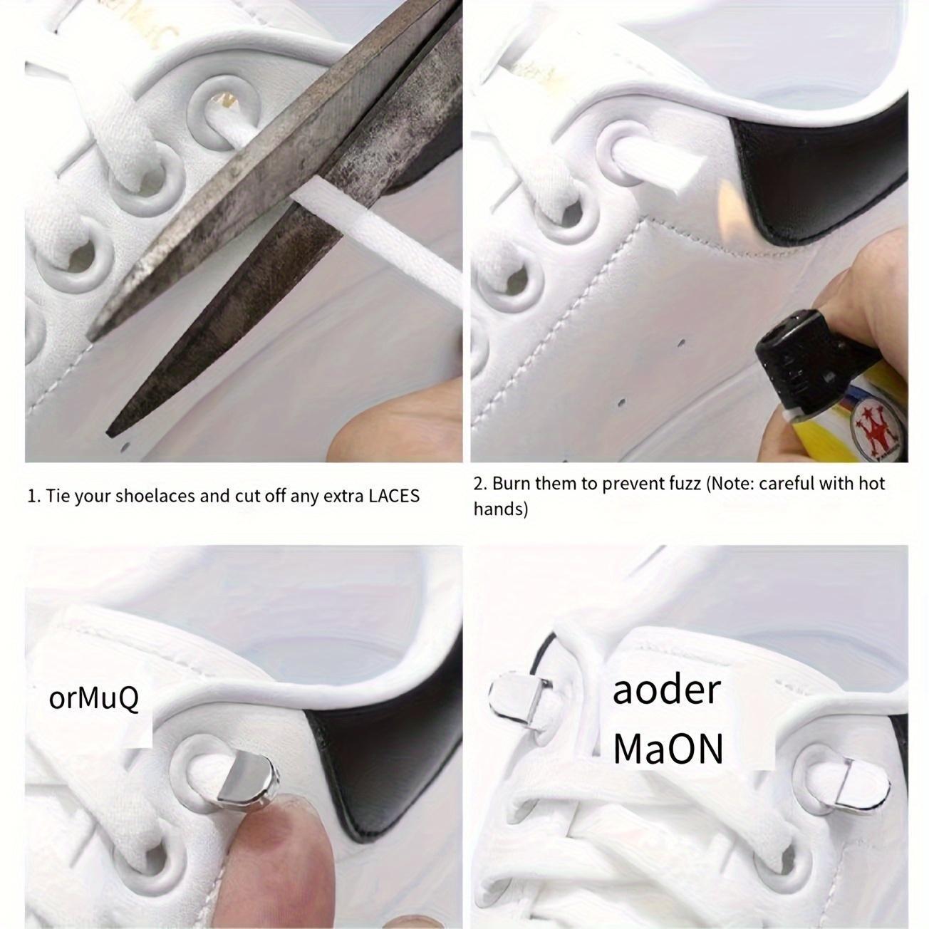 Unisex Elastic No-Tie Shoelaces Black White Flat Design Secure Buckle