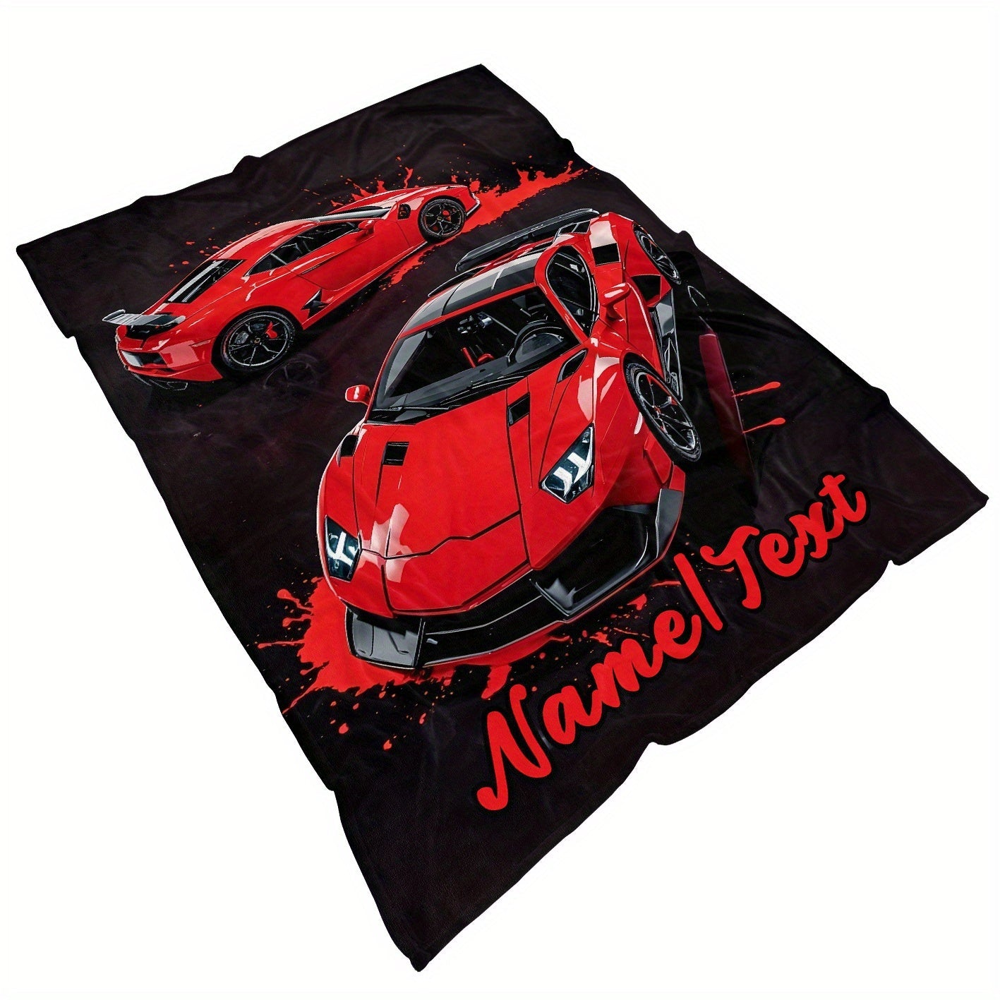 Red Sports Car Flannel Throw Blanket Personalizable Cozy Lightweight for Home Travel