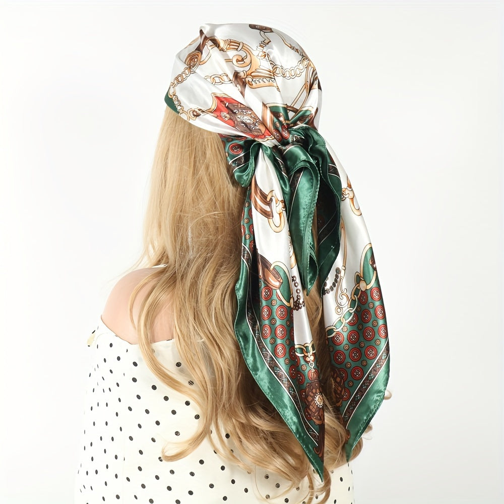 Pañuelo de satén de seda cuadrado para mujer, protección solar, turbante para la cabeza, 89.99cm