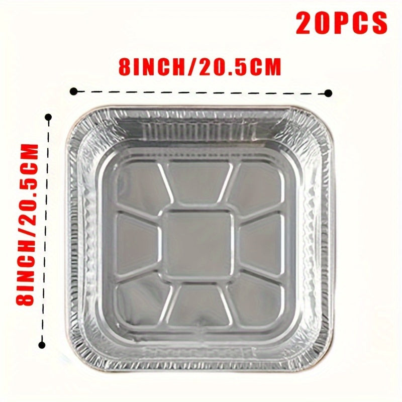 20-Pack Aluminum Foil Pans 20.32 cm Square Disposable Baking Food Storage