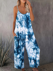 Plus Size Tie Dye Print Sleeveless Jumpsuit Casual Womens Clothing
