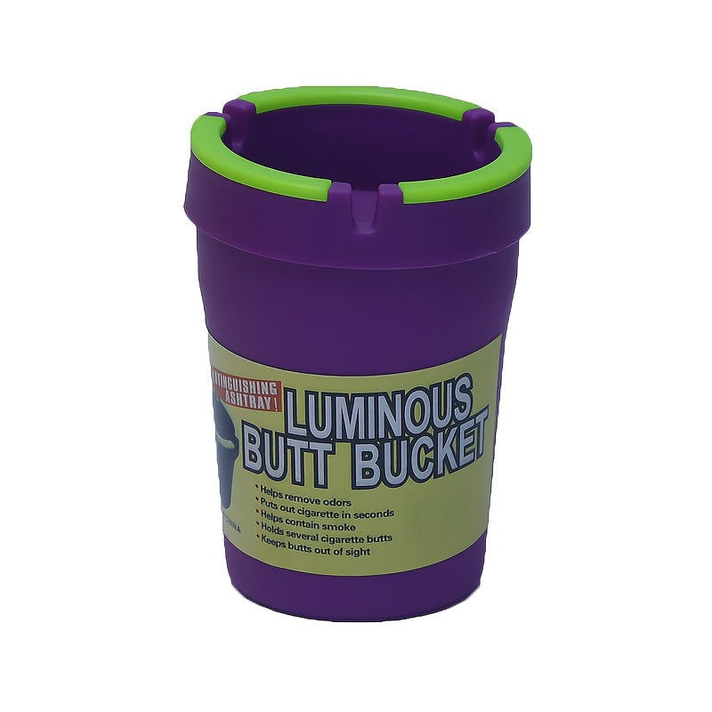 Glow-in-the-Dark Double-Layer Plastic Ashtray for Car and Home, Neon Colors