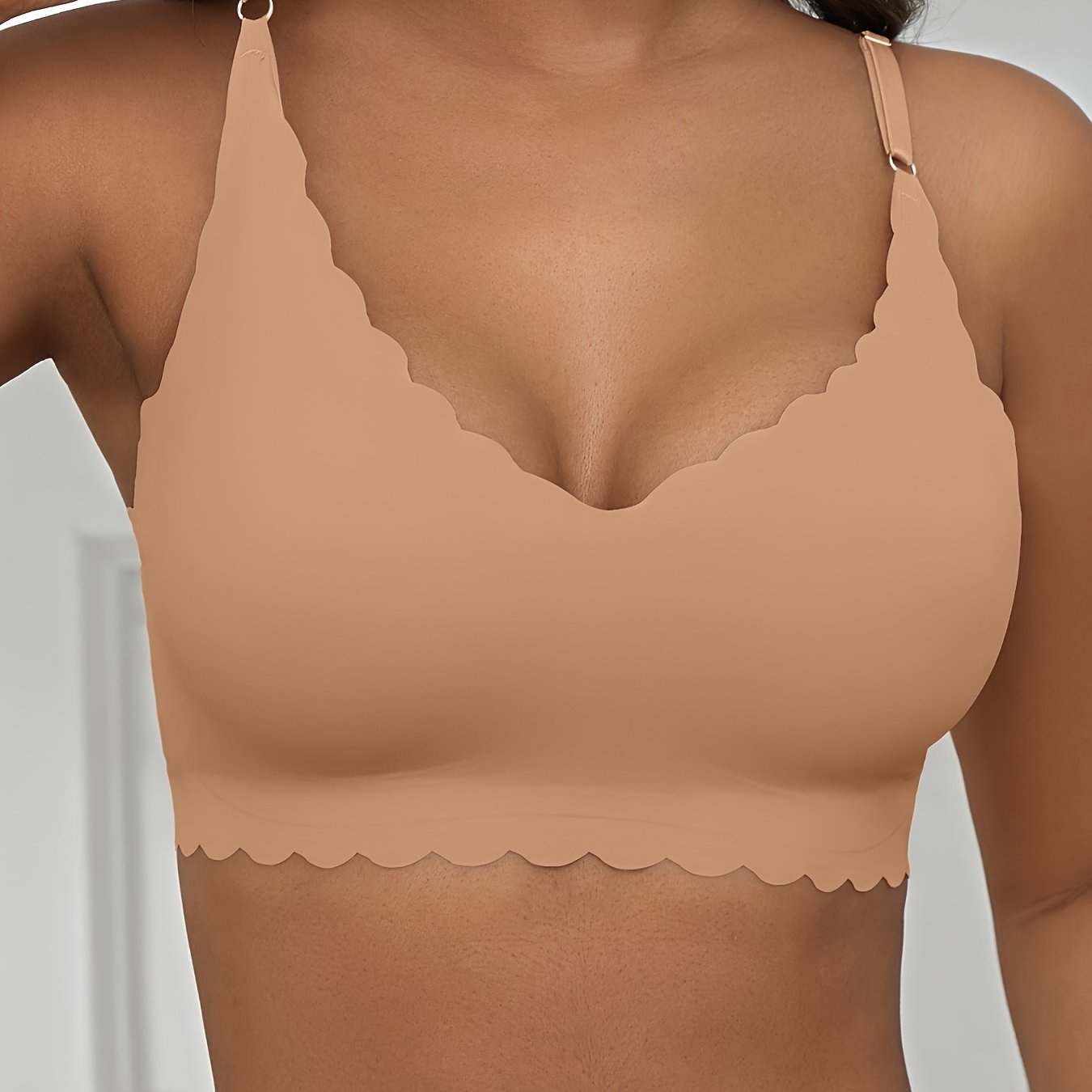 Women's Plus Size Sports Bra Wire-Free Adjustable Straps Solid Color