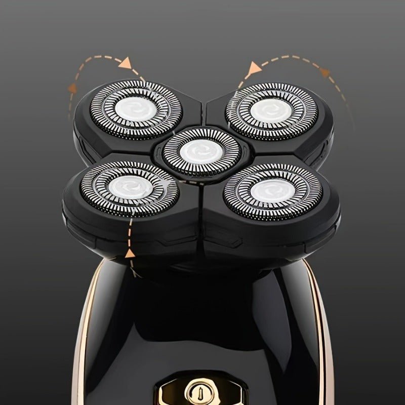 Беспроводная электробритва с LED-дисплеем, перезаряжаемая, для брития головы, 5 лезвий, USB, эргономичная