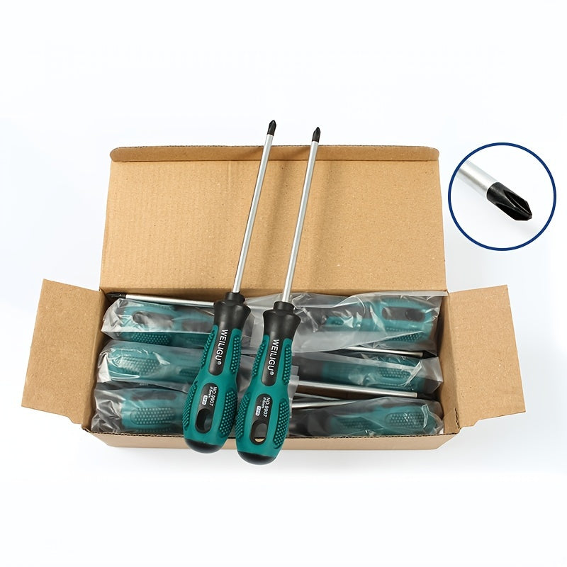 Magnetic Slotted Flat Head and Phillips Screwdriver Set, Non-Slip, 3-4 Inch