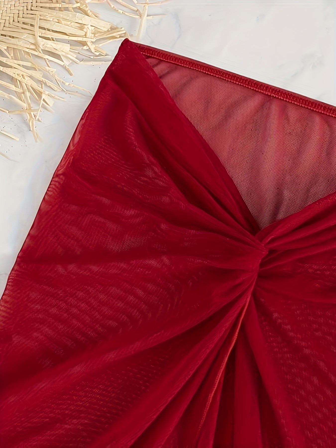 Women's Solid Color Bikini Set with U-Wire High Cut and Cover Up Skirt