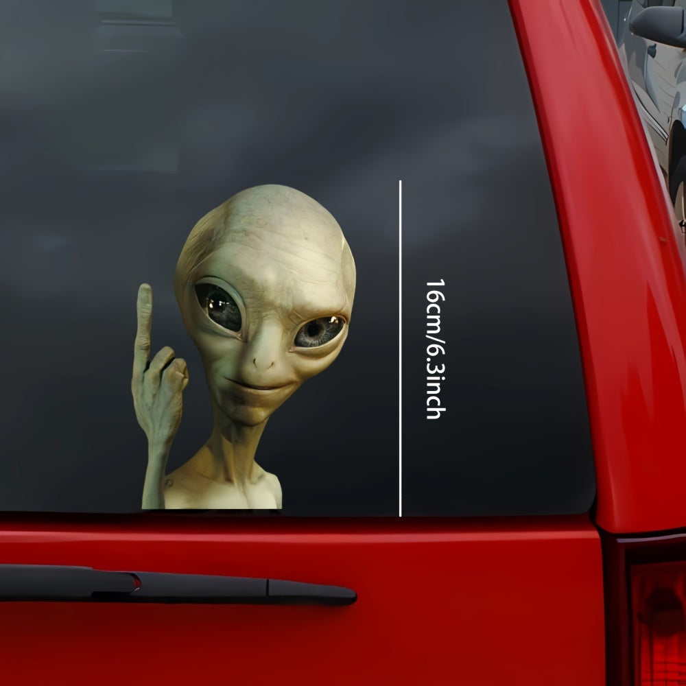 Adhesivo reflectante de decal de alien saludando, resistente al agua y al calor para coches y tanques de gasolina