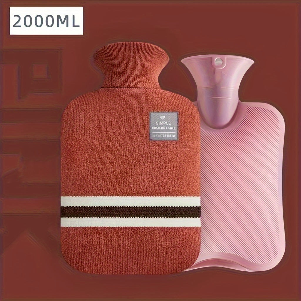 Large 2L Hot Water Bottle with Removable Knitted Cover for Neck and Shoulder Pain Relief Multiple Colors