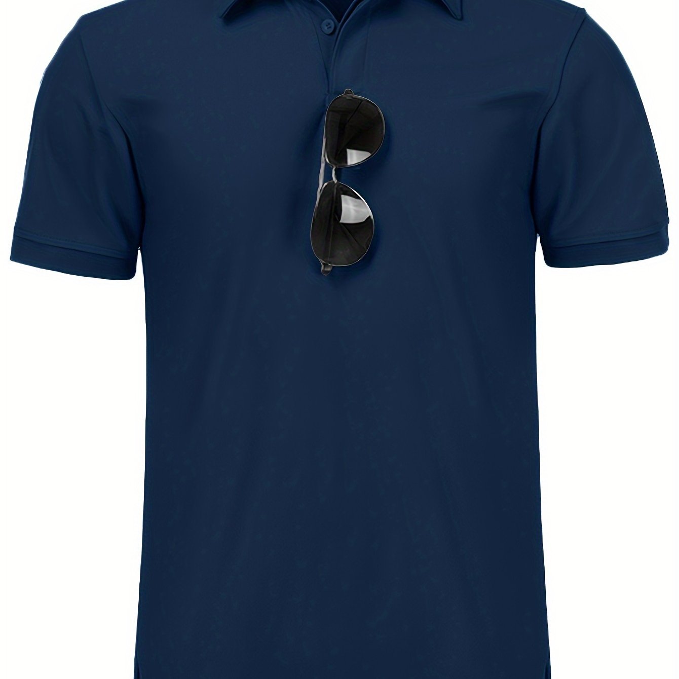 Men's Navy Blue Casual Shirt Short Sleeve Stretch Polyester Golf and Casual Wear