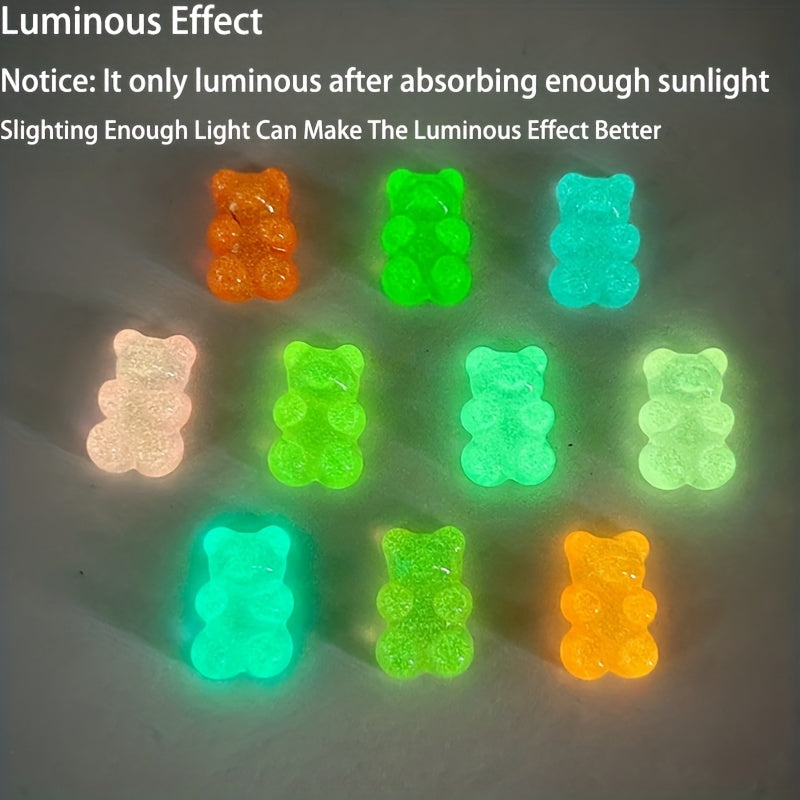 Unisex Glow-in-the-Dark Bear Shoelace Charms Colorful ABS Resin Buckles