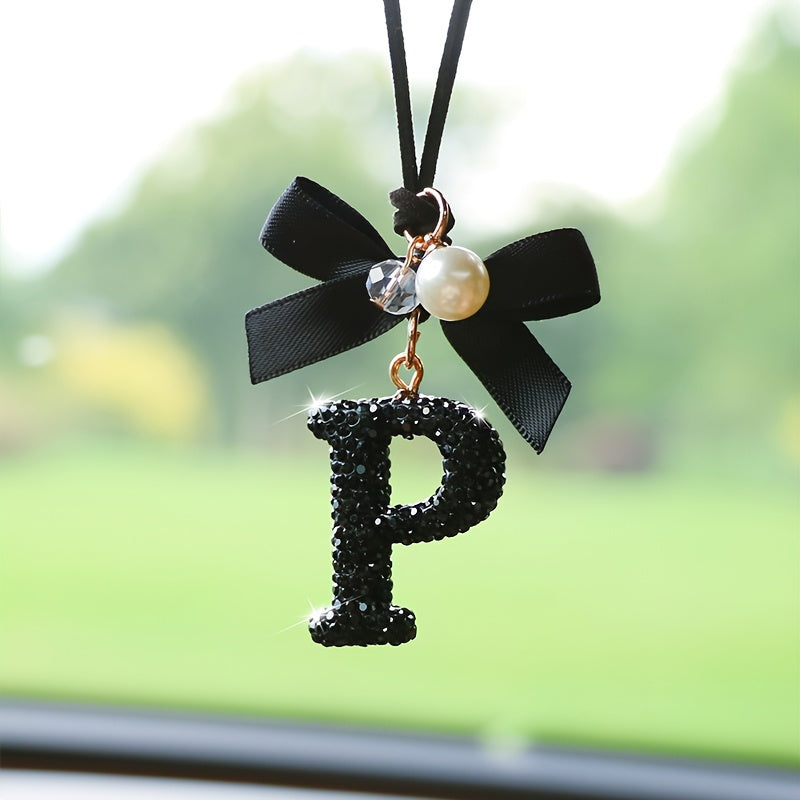 Декоративный кристальный алфавит вешалка с бантом и искусственной жемчужиной