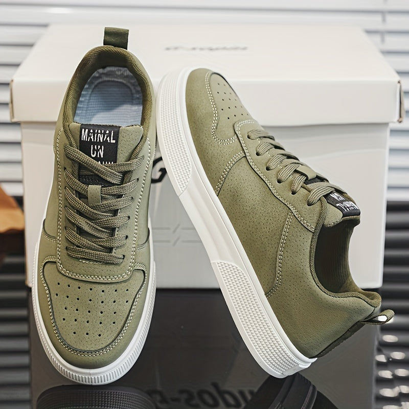 Men's Low Top Skateboard Shoes Solid Color Non-Slip Platform Casual Sneakers