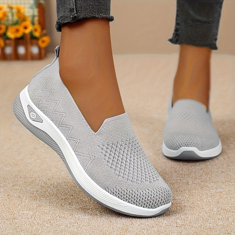 Women's Mesh Slip-On Sneakers Lightweight Comfort Walking Shoes Black