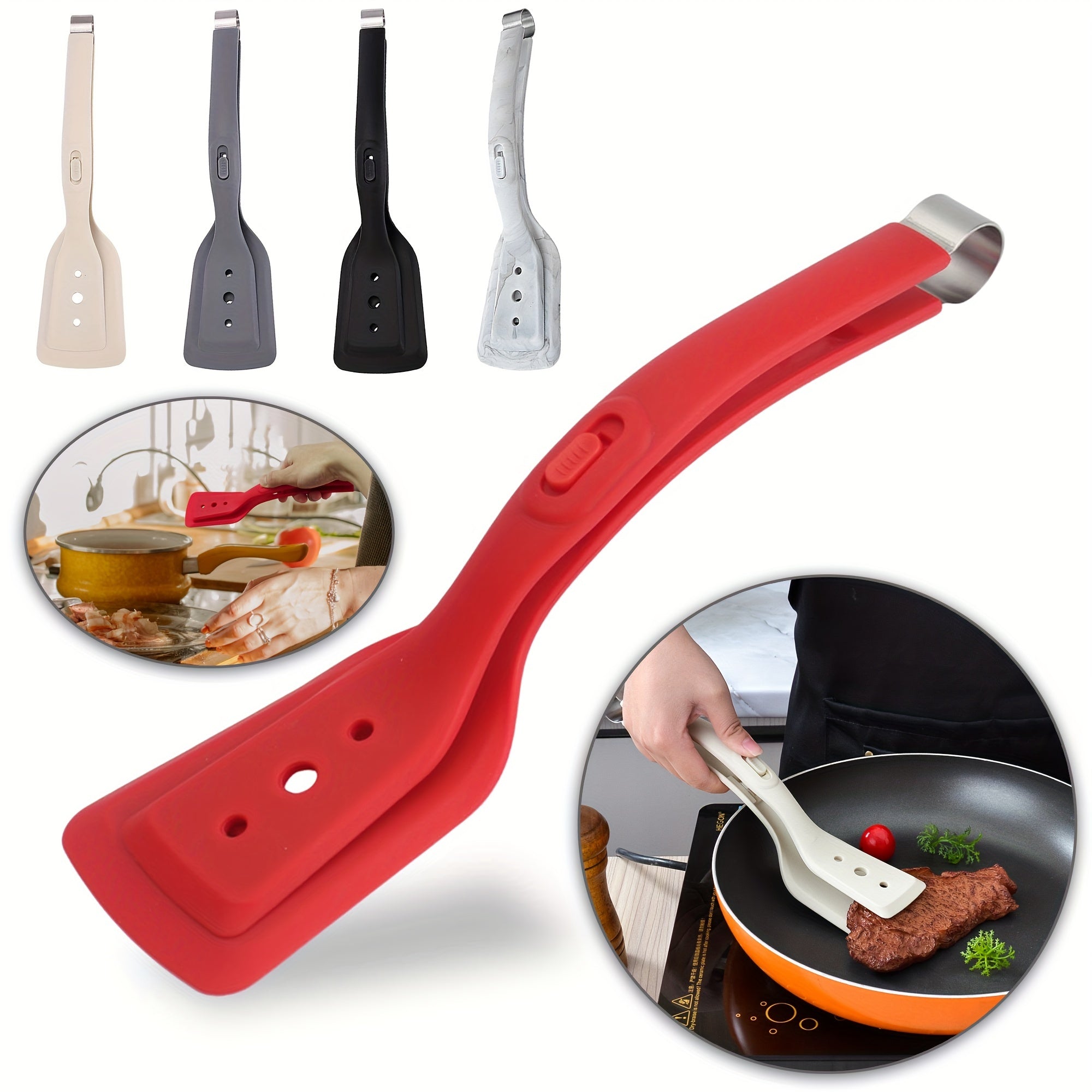 Multi-Purpose Stainless Steel and Silicone Cooking Tongs Heat Resistant Adjustable Kitchen Utensil