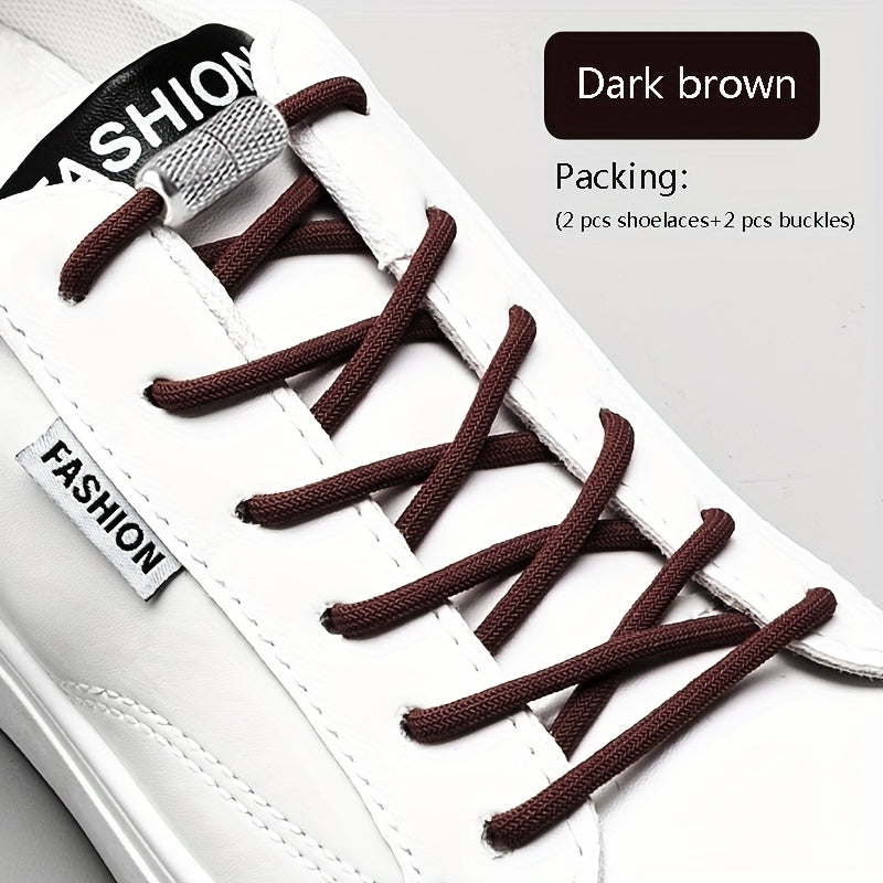 Unisex Elastic No-Tie Shoelaces Round Tapered Durable Acetate Cord