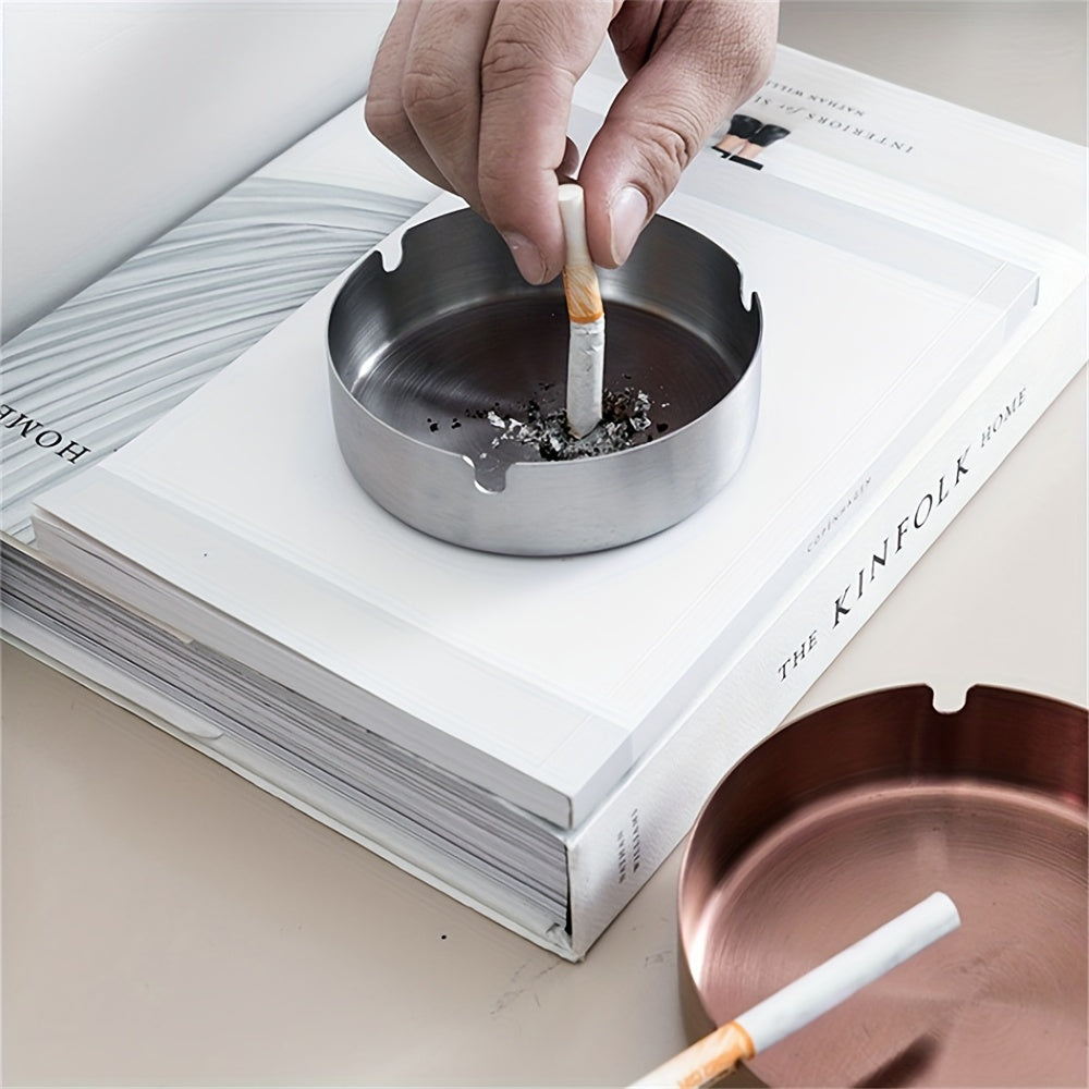 Portable Stainless Steel Cigarette Ashtray Round 8cm Indoor Outdoor Smokers