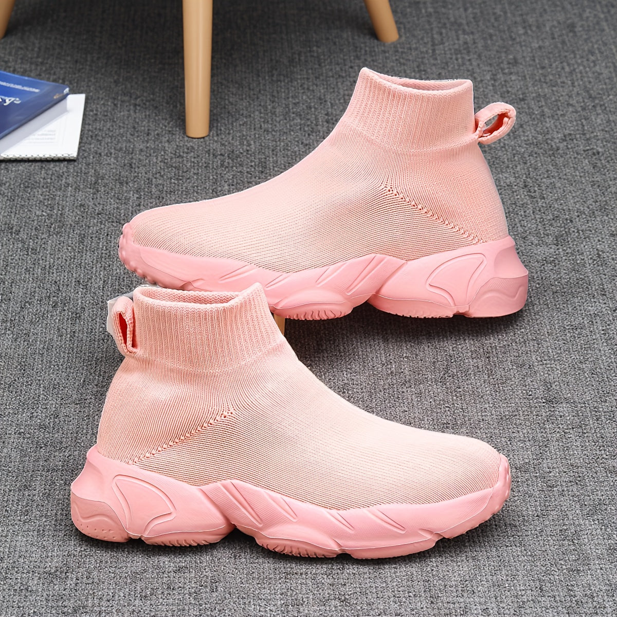Women's Pink Slip-On Sneakers Casual Comfortable All-Season Walking Shoes