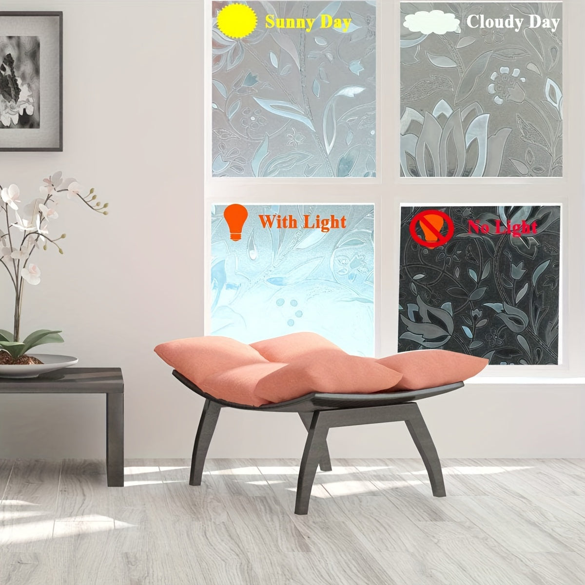 Tulip Glass Decal Roll Modern Floral Privacy Window Film Frosted PVC