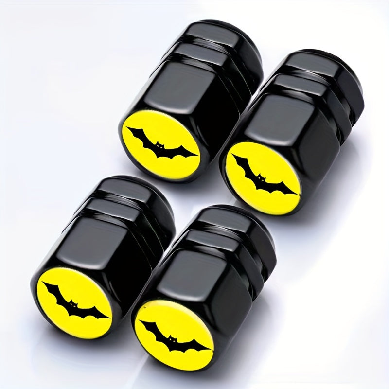 4 Pack Yellow Chrome Car Tire Valve Cap Covers for Auto Motorcycle Truck Bike